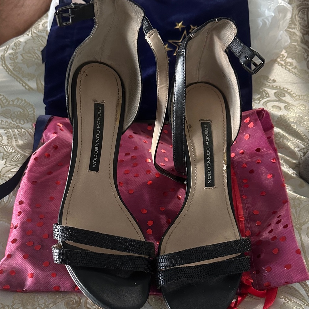French Connection Black Strappy Sandals
